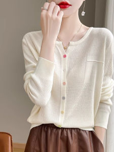 Fashionable Slim Fit Loose Knitted Sweater Outerwear Womens Style Spring Autumn New Arrival Light Weight V-Neck Long Sleeve