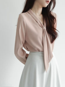 YAOMUHUA | Gentle Pink Ribbon Long Sleeve Shirt