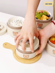 Hộp đựng cơm giữ nhiệt 3 lớp cách nhiệt lớp trong Inox 304 cao cấp an toàn với lò vi sóng tiện lợi khi mang theo FD