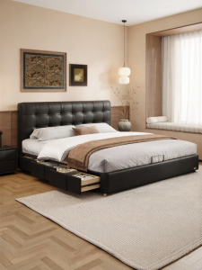 French Retro Luxury Storage Double Bed