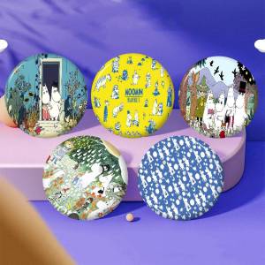 Cute M-Moomins Creative Pins Funny Faces Round Snap-in Brooch Badge Backpack Hat Accessories Jewelry Gifts