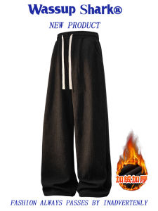 American Retro Mens Fleece Lined Straight Leg Wide Pants Corduroy Loose Casual Trousers Comfortable Straight Fit Long Trousers