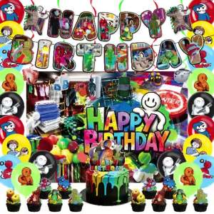 Beast Kingdom | Meccha Chameleon Birthday Party Decorations Supplies Including Happy Birthday Banner Cake Topper Balloon Backdrop