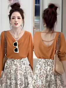 Thin Ice Silk Long Sleeve T-Shirt Womens Summer Hollow Back Lazy Style Sunshade Cover up Loose Fit round Neck Regular Length