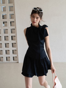 Adjustable Waist-Accentuated Sleeveless Top Flare Skirt Set