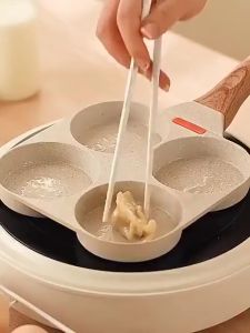 Teflon 4 Lubang Cetakan Kue/Telur | Teflon/Wajan Penggorengan Anti Lengket Wajan Panci Penggorengan Teflon Q2-1815 Lubang Skat Grill 18CM Penggorengan Anti Lengket Teplon Anti Lengket