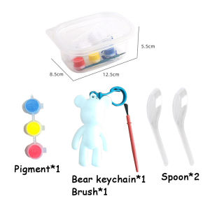Cartoon coloring plaster Fluid Bear Keychain Childrens painting handmade diy educational toys