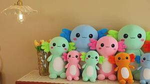 Kawaii Cartoon Axolotl Plush Toy Super Soft Salamander Animal Stuffed Plushie Doll Cute Home Decor for Friends Halloween Gift