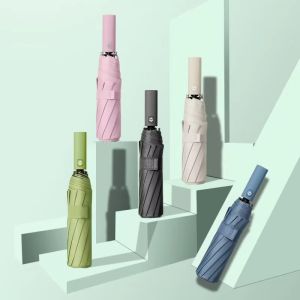 Large double keel Solid Color Automatic Umbrella Light Collapsible Format Outdoor Sunshade UV Protection Automatic Umbrella