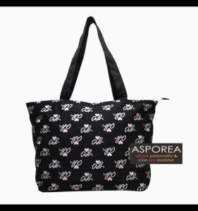 Ab Mortif Pink Heart Zip /Mortif Black Tote Bag *GWP Japanese Magazine*
