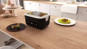 Rechargeable Heated Lunch Box Portable Water‑Free Thermal Bento Box with Divided Inner Container for Office & Car Use