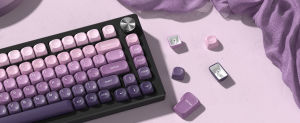 WOMIER 134 Key Gradient purple MOA Profile PBT Keycaps Double Shot Customs Key caps for 61/64/68/84/75/87/96/98/104/108 Cherry MX Switch Gaming Mechanical Keyboard