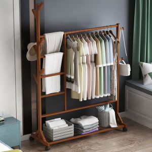 Modern Simple Solid Wood Floor-standing Coat Rack Multi-functional Storage Shelf for Bedroom Home Economic Hanging Bag Rack