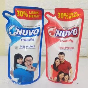 Nuvo Sabun Mandi Cair 900ml Total Protect dan Mild Protect - LIQSOAP NUVO MERAH DAN BIRU POUCH 825ML
