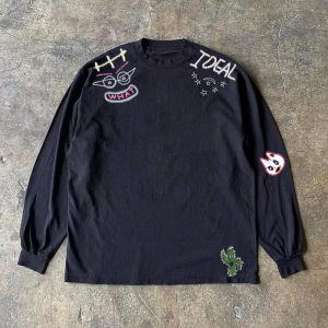 เสื้อยืดคู่รักแขนยาวผ้าฝ้ายแท้ 3 ทรง เสื้อผ้าทำงานสไตล์วินเทจสำหรับทั้งชายและหญิง