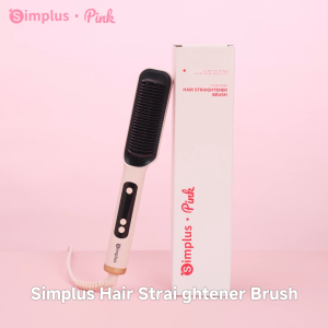Simplus Pink Straight Hair Comb丨Brush &CurlingDual-Use丨Rapid Heating丨Lightweight丨30 Million Negativve iron ZFSH002