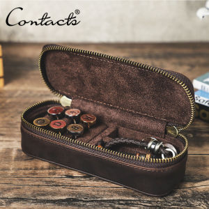 แหวนเข็มชัดนุ่มวินเทจสำหรับผู้ชายกล่องเก็บของเครื่องประดับหนังแท้กล่องเก็บของเดินทางกล่องเก็บเครื่องประดับ