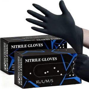 30/60/100PCS Disposable Black Nitrile Gloves Black Nitrile Gloves Cleaning Hairdressing Pet Tattoo Bathing Dishwashing Tools