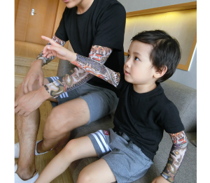 Trendy Children's Tattoo Sleeveless T-shirt: Boys & Girls Baby 1-2 Years Old Cotton Spring & Autumn Wear