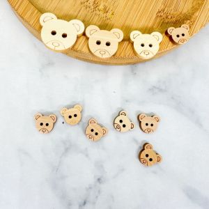 50pcs Fancy Bear 2 Holes Wood Sewing Buttons Wooden Button Clothes Decorative Childrens Garment Sewing Scrapbooking DIY