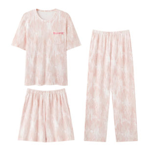 Bộ đồ ngủ nữ MiiOW bằng cotton mỏng tay ngắn có đệm ngực