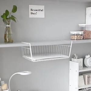 Kệ Lưới Sắt Để Đồ Dưới Bàn Học Bàn Làm Việc Tủ Bếp - Giá Đựng Đồ Gắn Bàn Đa Năng Tiện Lợi