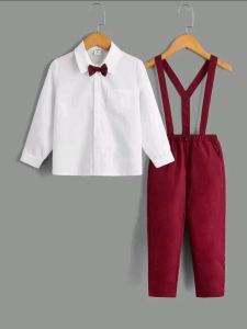LightShine 0-24M Suspender Sets Christmas Eve Ootd Christmas fashion Sets  Baby and Boys Formal Wear Clothes For Christmas Terno Long Sleeve Pants  Cotton