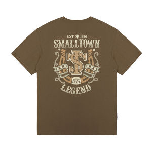 STK Small Town Kid | Retro American Style Letter Print Round Neck T-shirt
