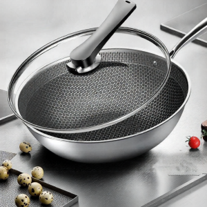 Nonstick 304 Stainless Steel Honeycomb Frying Pan