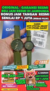 Jam Tangan Couple Original Casio MTP VT01GL 3B WITH CASIO LTP VT02BL 3A STANDARD - Hijau - Kulit - Jamdunia / Jam dunia JD18 + JAM COUPLE ORIGINAL CASIO MTP-VT01GL-3B WITH CASIO LTP-VT02BL-3A JAM TANGAN PASANGAN CASIO ORIGINAL
