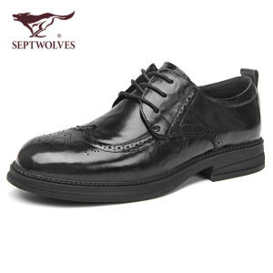 SEPTWOLVES | New Summer Brogue Leather Shoes Thick Sole Height Increasing