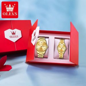 OLEVS | OLEVS 5563 Đồng Hồ Đeo Tay Thạch Anh Dành Cho Cặp Đôi Bằng Thép Không Gỉ Chống Thấm Nước Mặt Số La Mã Bộ Đồng Hồ Dành Cho Nam Và Nữ