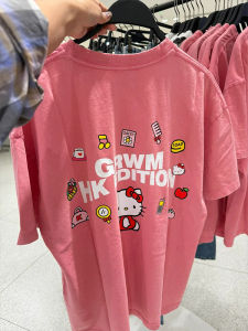 Áo Thun Cotton Tay Ngắn in Hình Mèo KT Phong Cách Nhật Bản Dễ Thương Cho Nam Dáng Rộng Chất Liệu Cotton Nguyên Chất Mùa Hè 2025