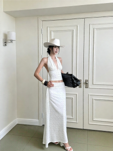 VENUIE | French Dot Halter Holiday Half Skirt Set