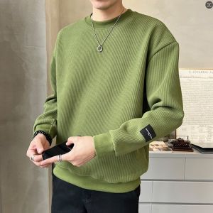 Mens T-shirt round neck long sleeved sweatshirt fashion trend new loose solid color versatile youth top