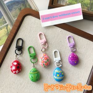 Easter Themed Resin Keychain Pendant Cross-Border Popular Egg-Shaped Bag Charm Accessory Small Gift for Students And More