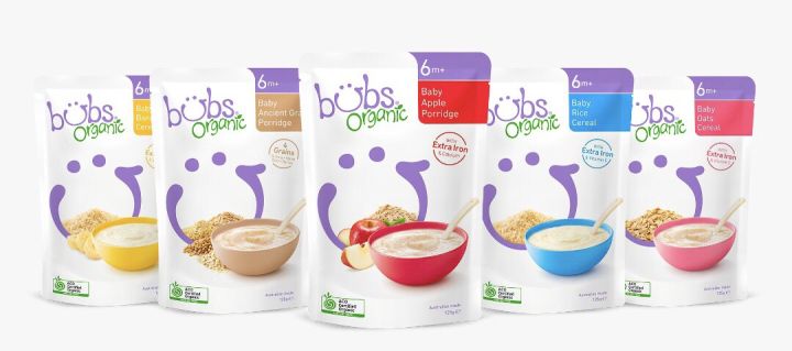 BUBS Organic Baby Cereal Rice/ Oat/ Porridge/ Apple/ Banana