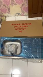 BAK CUCI PIRING 1 LOBANG UKURAN 96CM STAINLESS KOMPLIT / BAK CUCI PIRING ANTI KARAT / SINK CUCI PIRING / BAK CUCI PIRING MINIMALIS