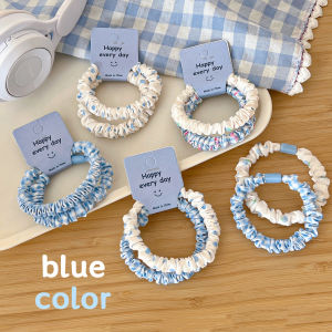 Fresh Blue White Polka Dot Plaid Hair Ties Womens New 2025 Elastic Durability Hair Bands High Elasticity Hair Accessories