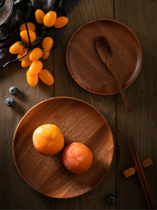 สไตล์ญี่ปุ่นแผ่นไม้ทรงกลมถาดเสิร์ฟสําหรับเมล็ดถั่วบ้านไร่เครื่องรับประทานอาหารเคลือบด้านชิ้นเดียว 20 นิ้ว