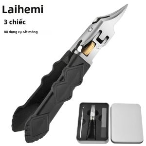 Bộ Dụng Cụ Cắt Móng Chân Mọc Ngược Laihemi Bằng Thép Không Gỉ Thiết Kế Cong Có Khóa Răng Cưa Tính Năng Chống Văng Dành Cho Móng Dày Cứng Kèm Hộp Kim Loại.