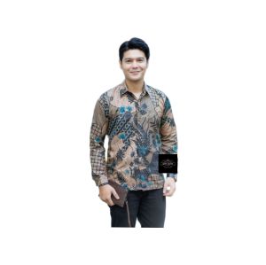 kemeja batik modern pria lengan panjang terbaru baju batik kondangan katun bunga