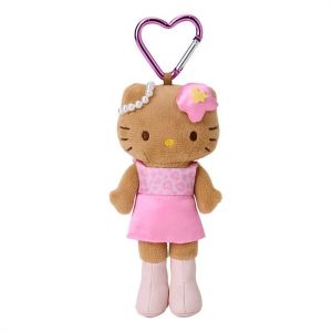 Sanrio Hello Kitty Leopard Print Long Legs Plush Doll Keychain Kawaii Black Skin Kt Cat Fluffy Stuffed Toy Pendant Birthday Gift
