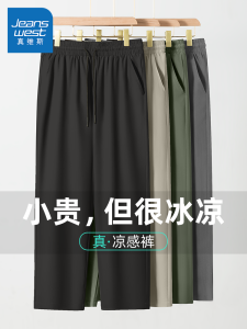 Quần Thể Thao Nam True Weave Ice Silk Mỏng Thoáng Khí Nhanh Khô Mùa Hè Quần Dài Ống Đứng Thẳng Quần Dài Thường Ngày