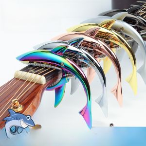 Universal Metal Clip-On Tuner Shark Personality Folk Guitar Equalizer Slide Adjustable Capo for Electric And Acoustic Guitars