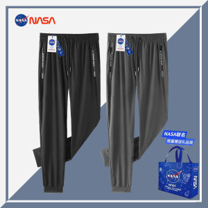 NASA Collaborative Ice Silk Straight Leg Sports Leisure Pants Mens Cuffed Quick Dry Thin Summer Casual Trousers