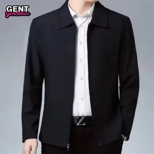 GentWear Bomber Jacket for Men with Zipper and Pockets Polo Neck Windbreaker Motorcycle Jackets