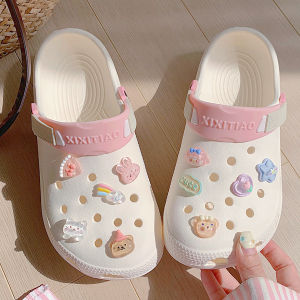 Cute Cartoon Anti-Slip EVA Slip-On Shoes for Women Summer Hollow out Design Comfortable Flat Heel Waterproof Breathable