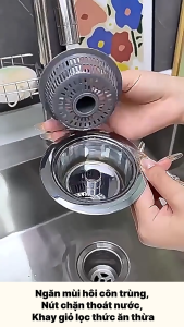 Bộ Lọc Rác Bồn Rửa Bát Nút Chặn Thoát Nước Khay Giỏ Lọc 3 In 1 Ngăn Mùi Hôi - RA888 SHOP