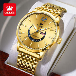 OLEVS watch men original 2025 the new luxury brand luminous leisure moon shaped calendar fashion quartz surface stainless steel watch gives boyfriend gift